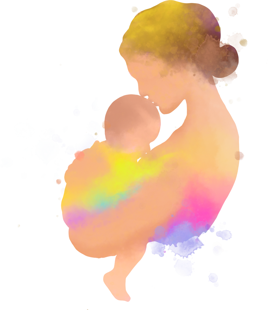 Watercolor Mother and Baby