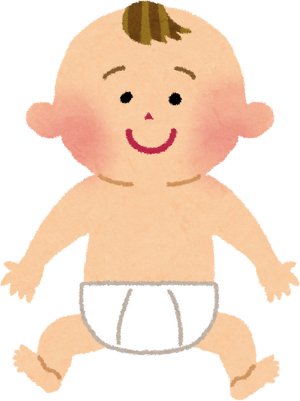 Watercolor Illustration of a Smiling Baby in Diaper