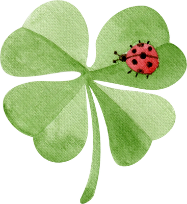 Clover leaf with ladybug watercolor illustration