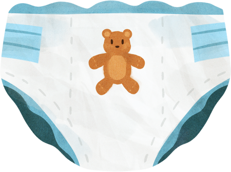 Flat Handdrawn Organic Diaper