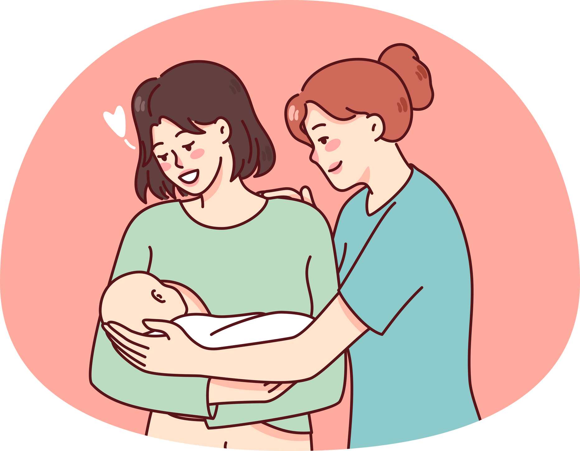 Happy mother holding newborn baby in arms